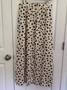 Hummingbird Animal Print Button Down Linen Blend Midi Skirt